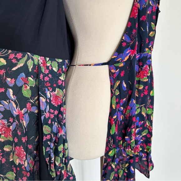 Saloni Wrap Dress Floral Puffy Short Sleeve Rayon Sz US 4 - Picture 11 of 15